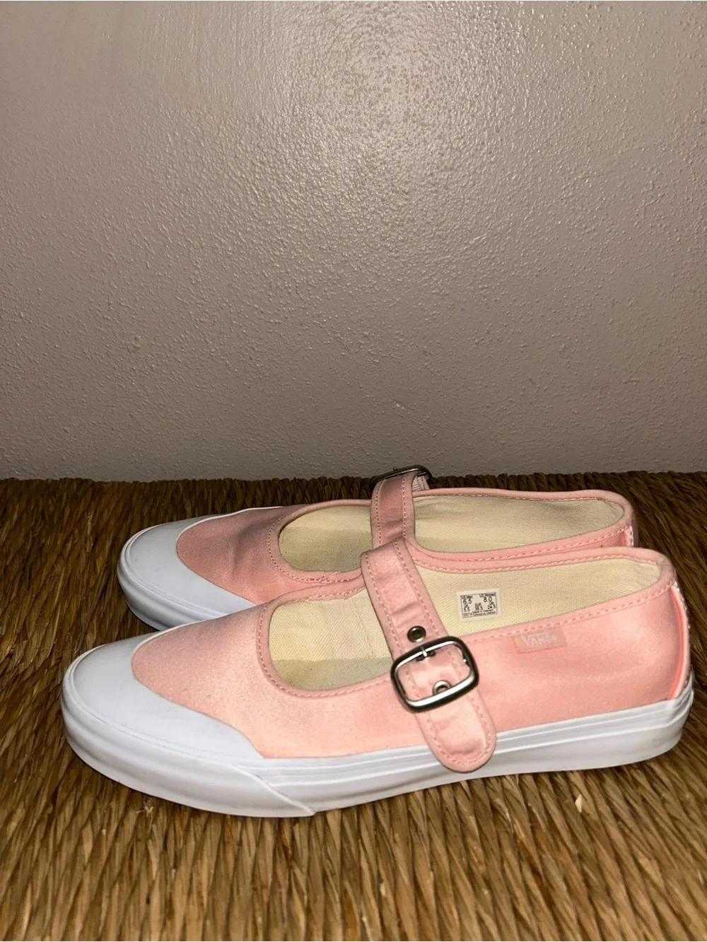 Vans Pink Canvas Mary Jane Strap Flats